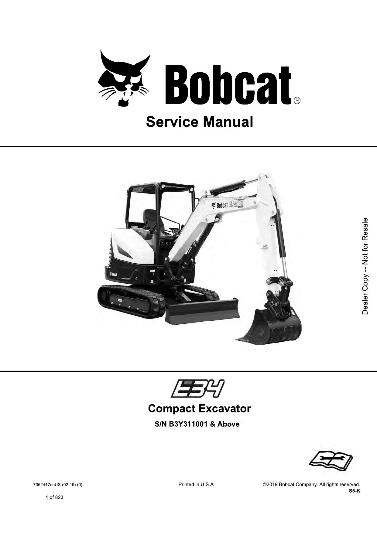 E34 Compact Excavator Service Manual Bobcat